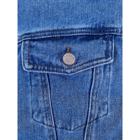 PacSun Faux Fur Sherpa Collar Cropped Denim Trucker Jacket NWT Small - Picture 4 of 6